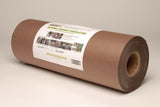 A roll of brown creped paper mulch that is natural, organic and biodegradable